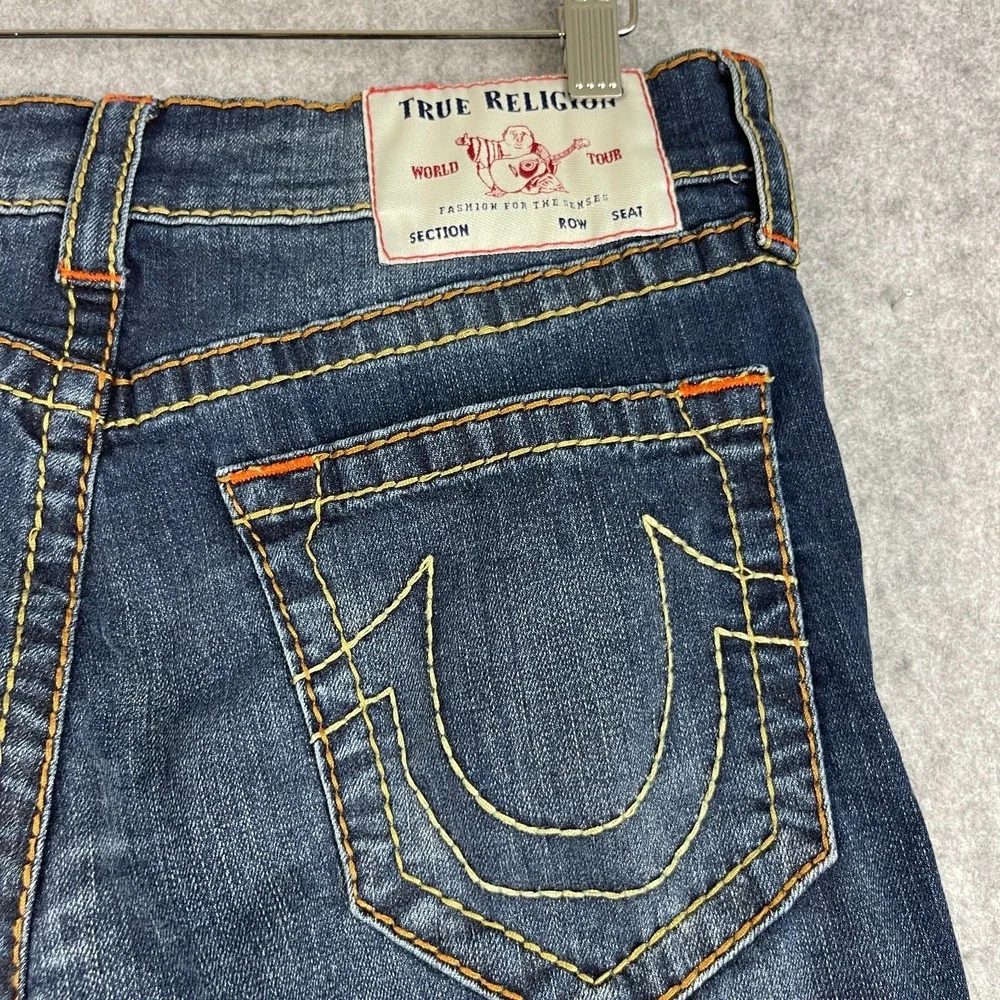 True Religion Geno Relaxed Slim Jeans Mens 31x32 Dark Wash Faded Denim